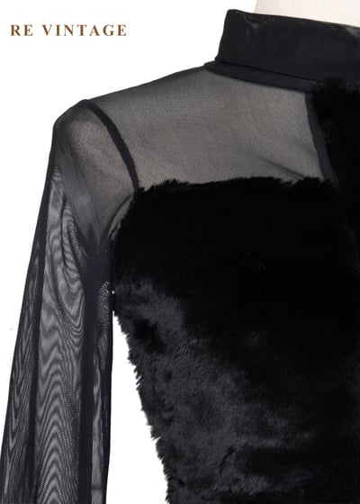前衛的毛絨霸道線條網紗上衣5