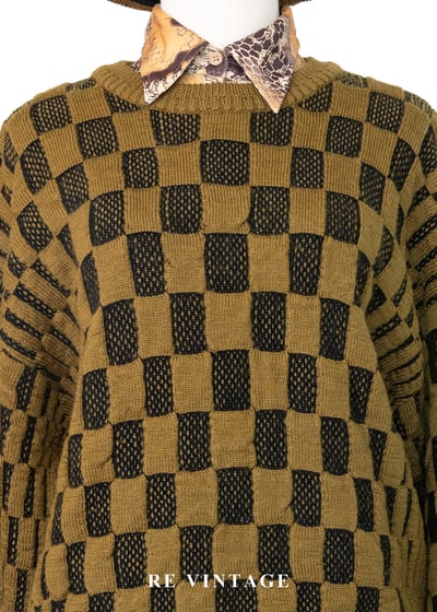 焦黃色Waffle格紋針織毛衣3