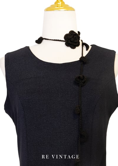 氣質單品 - 灰黑色銀白花枝長洋裝8