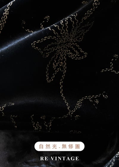 夜幕星軌金線百合黑絨長洋裝14