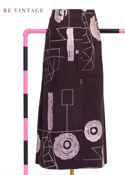 芋頭巧克力色幾何圖形中長裙（27"）7