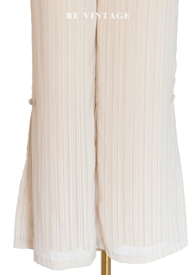 奶油白線條中國釦高腰直筒褲（27"）4