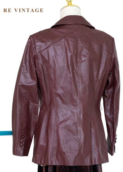 紅酒微醺之夜 - 復古腰身皮革外套10