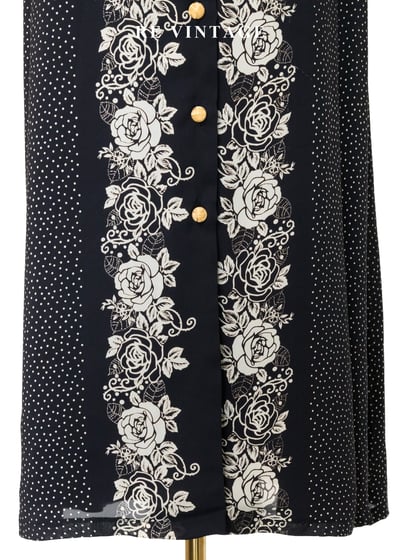 繁花盛引波點拼接黑白系長洋裝6