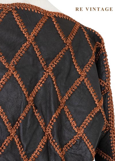 套裝組合 - 深橘鉤織皮菱格飛鼠秀上衣11