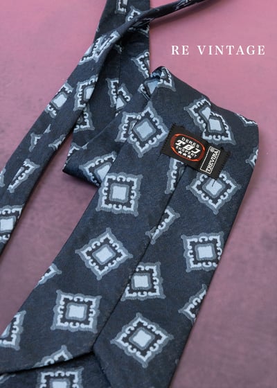 深藍夜空幾何方塊領帶8