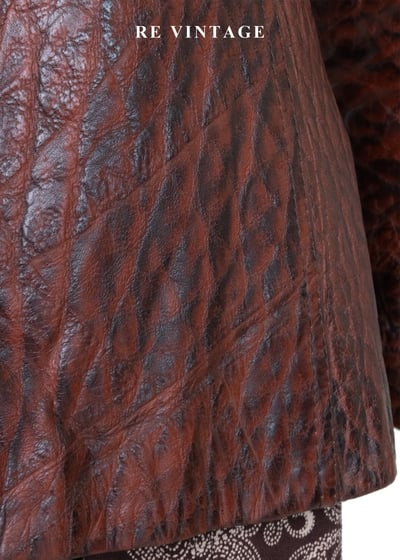 西部獵人 - 酒紅龜裂壓紋皮革外套15