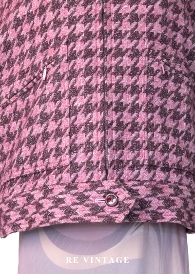 叛逆甜心 - 粉紅千鳥格毛呢拉鍊外套4
