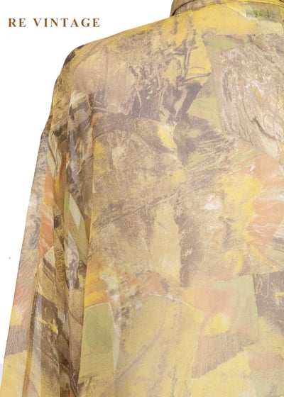 霧光黃抽象油畫透膚襯衫14