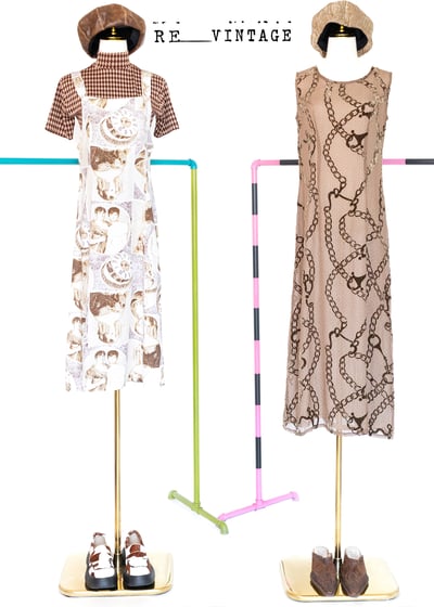 鍊條美人卡布奇諾棕長洋裝2