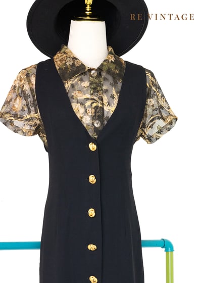 氣質單品 - 古典法式金釦黑底洋裝9