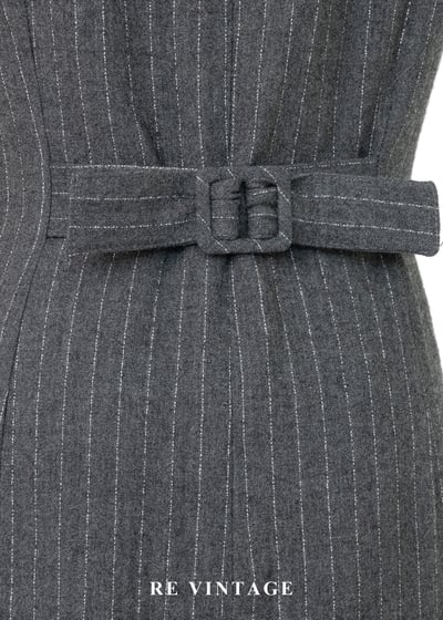 質感單品 - 倫敦霧中細條紋毛呢長洋裝13