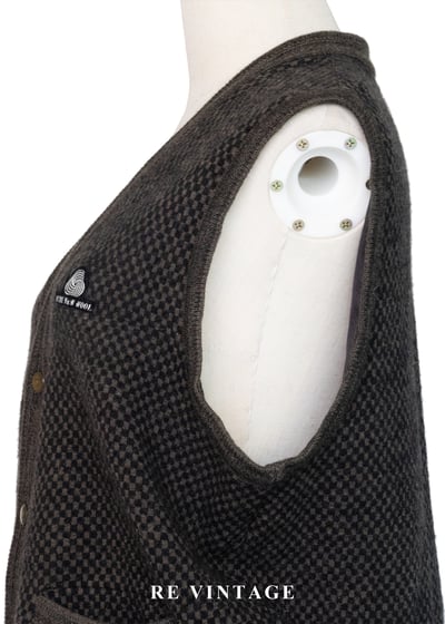 質感單品 - 黑棕色棋盤格毛料針織背心8