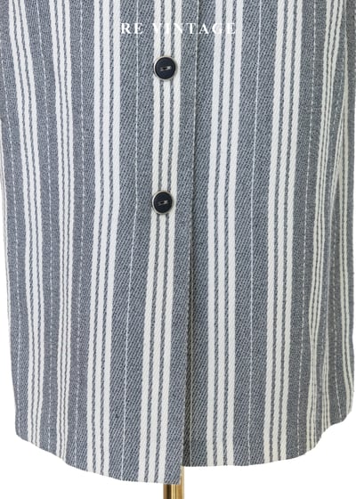 摩登序曲 - 奶油灰粗細條紋排扣直筒裙（25"）6