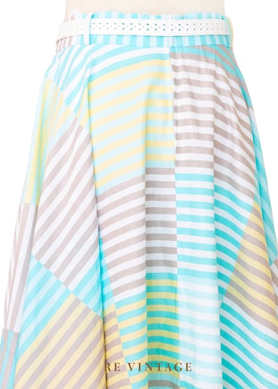 『歐洲寶物』套裝 - 薄荷奶黃色格紋線條大圓裙（27")5