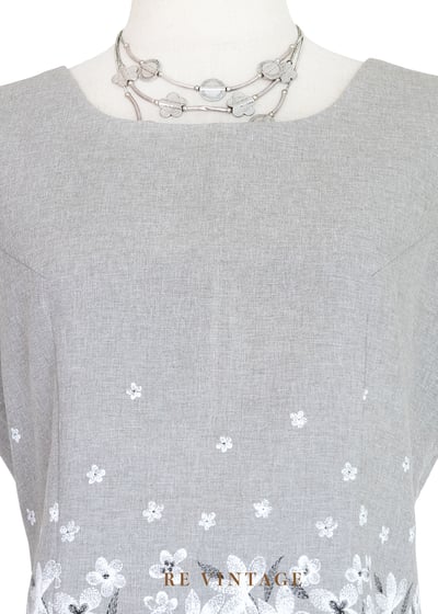 套裝背心 - 日系花卉霧灰小花背心3