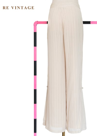 奶油白線條中國釦高腰直筒褲（27"）8