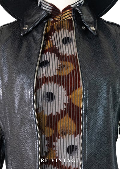 土耳其製 - 仿蛇皮壓紋光澤亮皮外套3