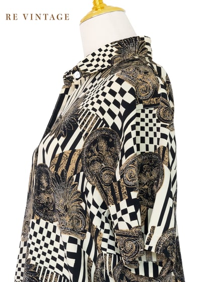 復古迷宮棋盤格短袖襯衫7