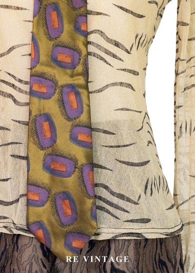 筆觸斑馬紋淡金黃網紗上衣4