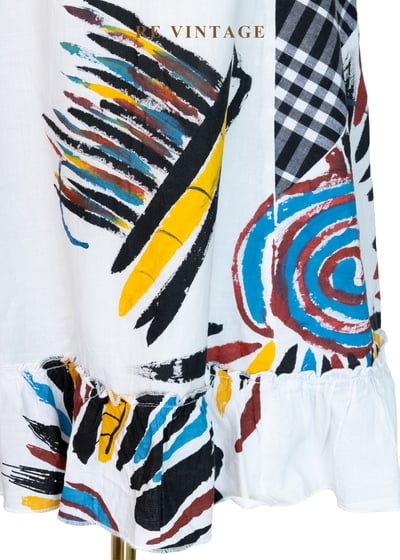 『歐洲寶物』塗鴉解構的狂想荷葉邊中長裙（30"）4