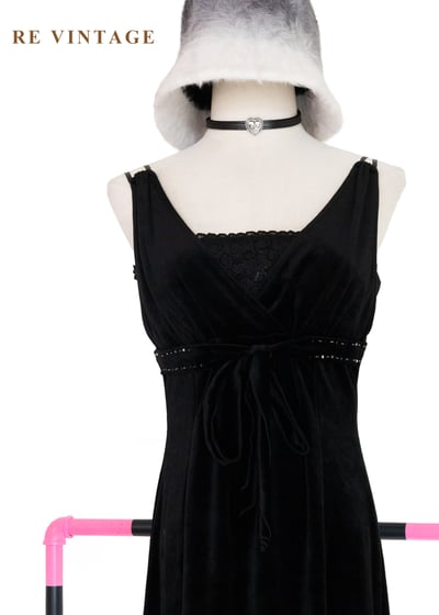 暗黑童話黑絨蕾絲細肩帶洋裝7