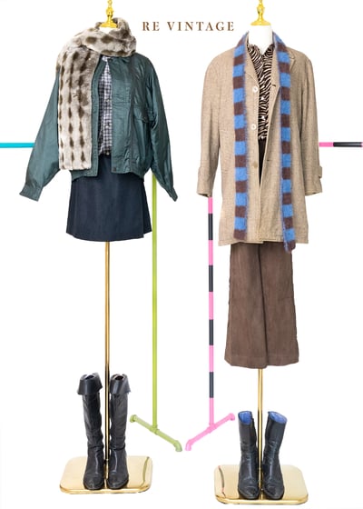 質感單品 - 小格紋米色毛呢大衣（可拆式毛背心內襯）2