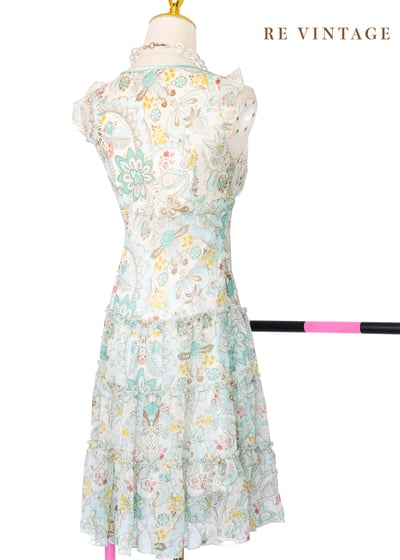 沖繩玻璃寶石色圖騰雪紡洋裝13