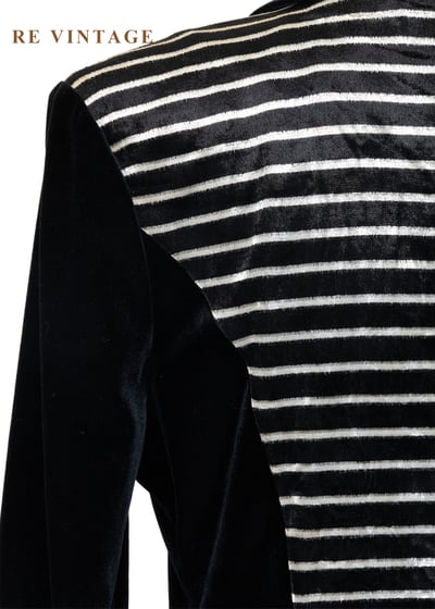 條紋狂想曲排釦黑絨洋裝13