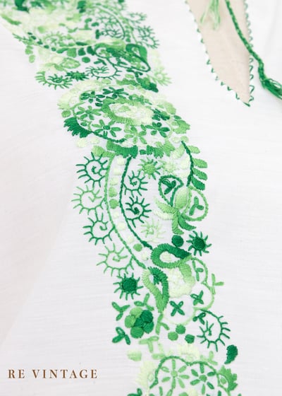 『歐洲寶物』Classic Green 古典美女刺繡襯衫7