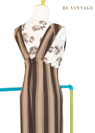 雙棕色線條連身褲17