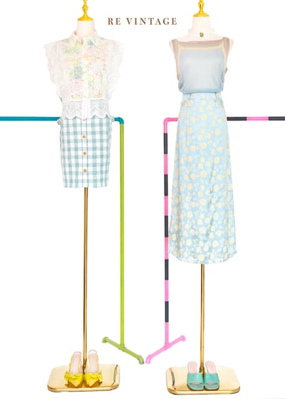 花草氣泡水緞面長裙（24"）2