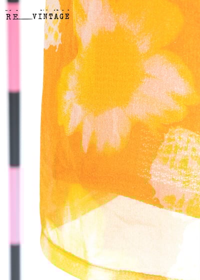 亮橘色大黃花網紗長洋裝8