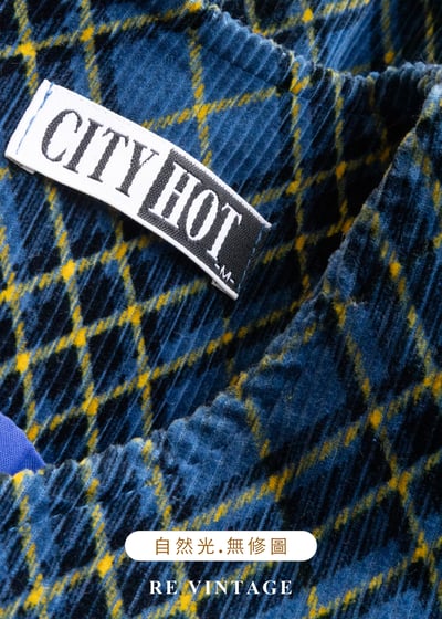 藍色菱格宇宙燈芯絨迷你洋裝15