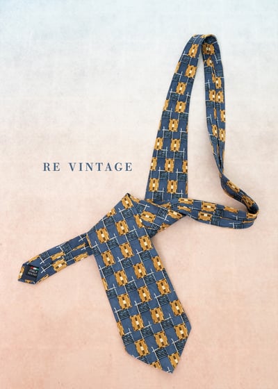 義式窗格黃藍色領帶6
