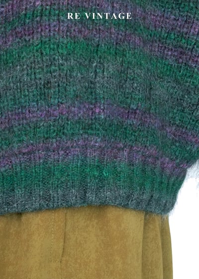 可愛的綠紫色條紋針織外套11