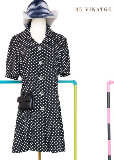 深藍點點夏日洋裝1