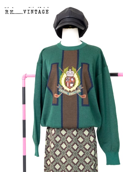 日本製森林綠100%羊毛毛衣1