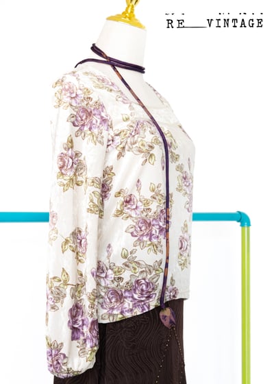 溫柔紫玫瑰絨布長袖上衣9