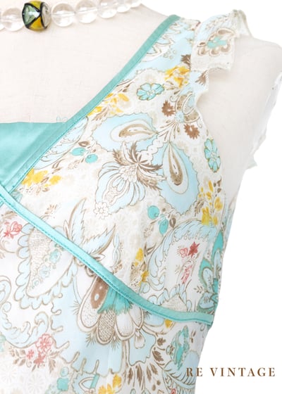 沖繩玻璃寶石色圖騰雪紡洋裝5