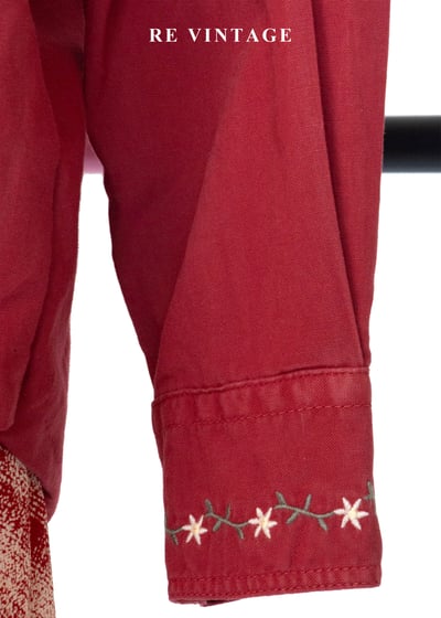 霧紅色歐洲鄉村小花長袖襯衫7