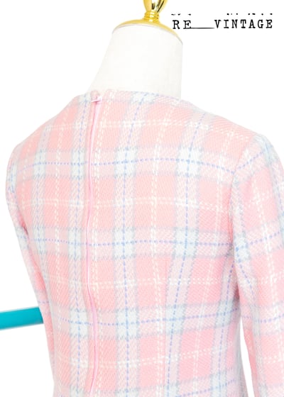 粉紅公主格紋毛料洋裝10