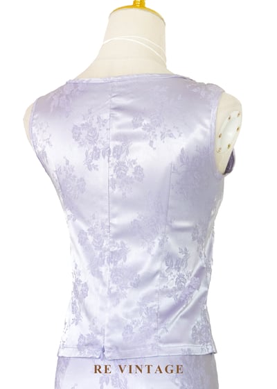 套裝背心 - 淡雅夢幻冰紫色花卉圖騰背心8