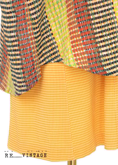 格紋線條黃橘黑短袖襯衫10