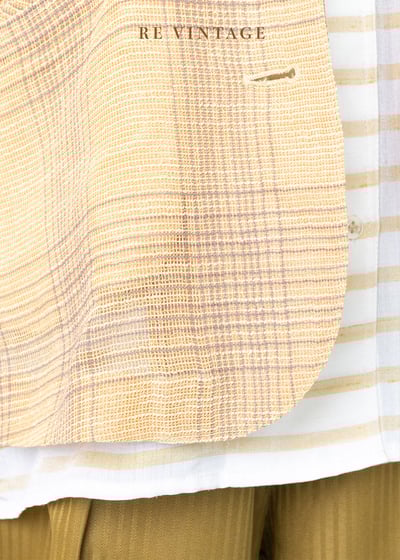 奶黃色格紋薄款西裝外套4