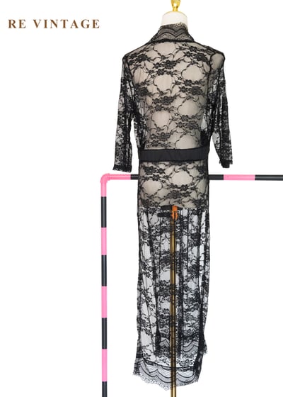酷辣黑蕾絲透膚長版洋裝/罩衫11