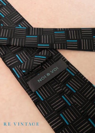 微光藍方格城市窗口領帶6