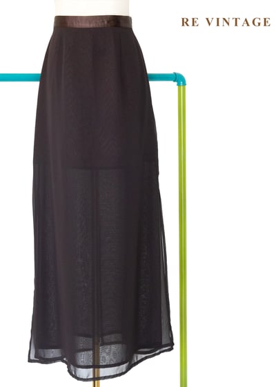 必備單品 - 黑咖啡棕雙層雪紡長裙（26"）1