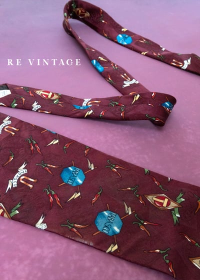 辛辣的古著靈魂Tabasco辣椒醬印花領帶7