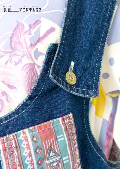 嬉皮圖騰寬版牛仔吊帶短褲15